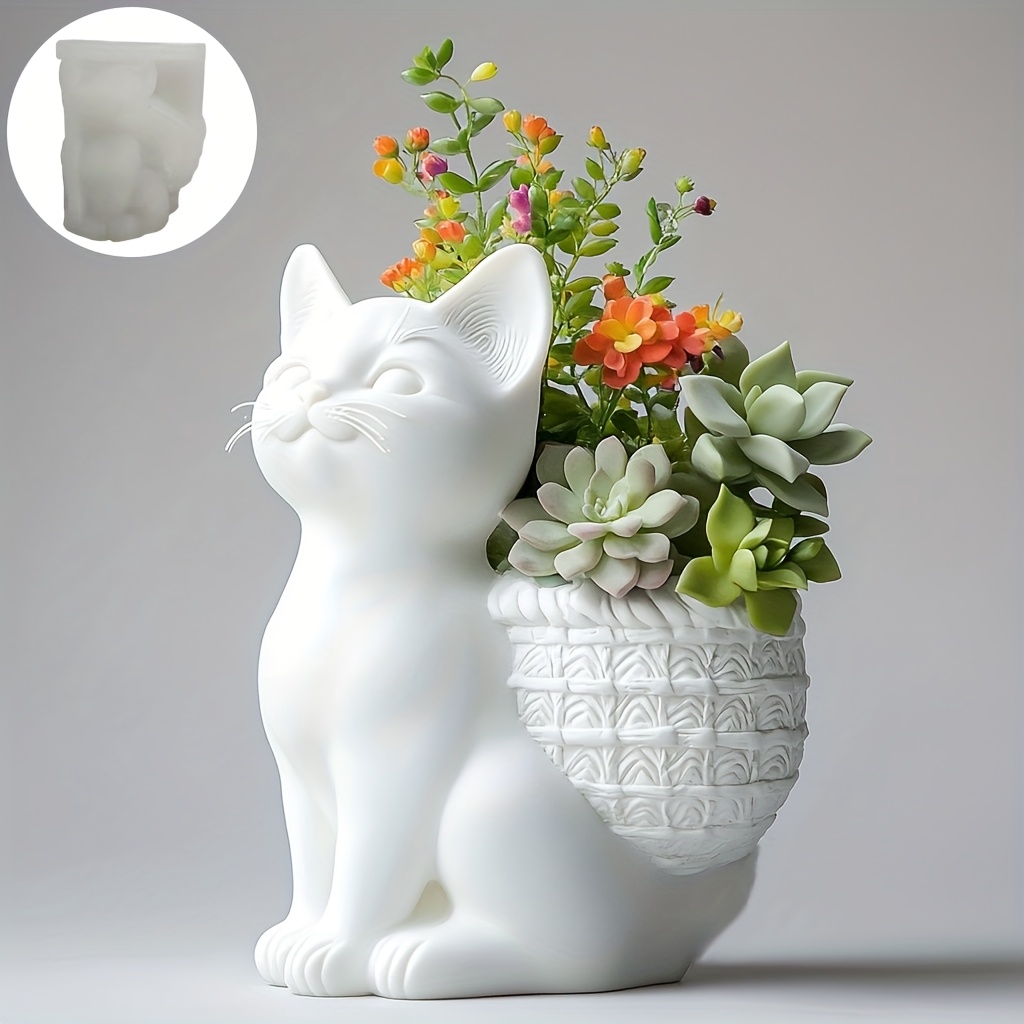 Potsticker Mold - DIY 3D Squatting cat succulent plant